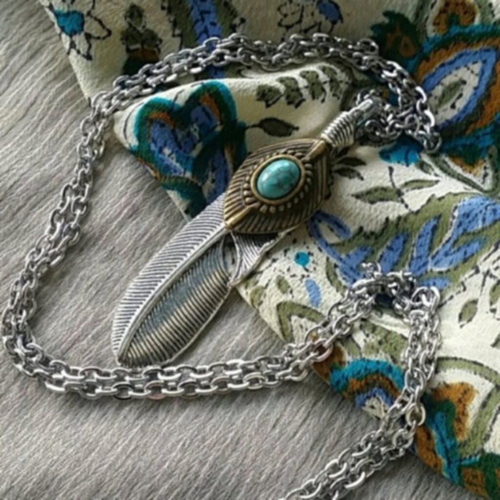 Free People Jewelry Necklace Tourqose Silver